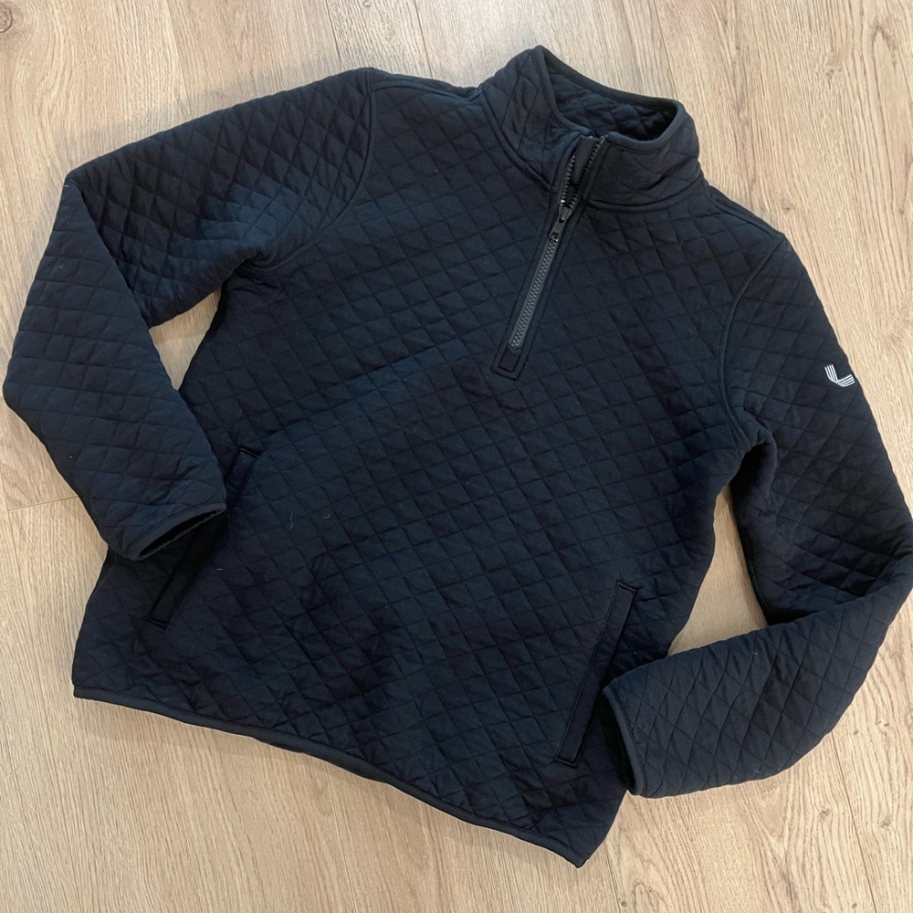 MARINE LAYER Black Quilted 1/4 Zip Pullover Size S